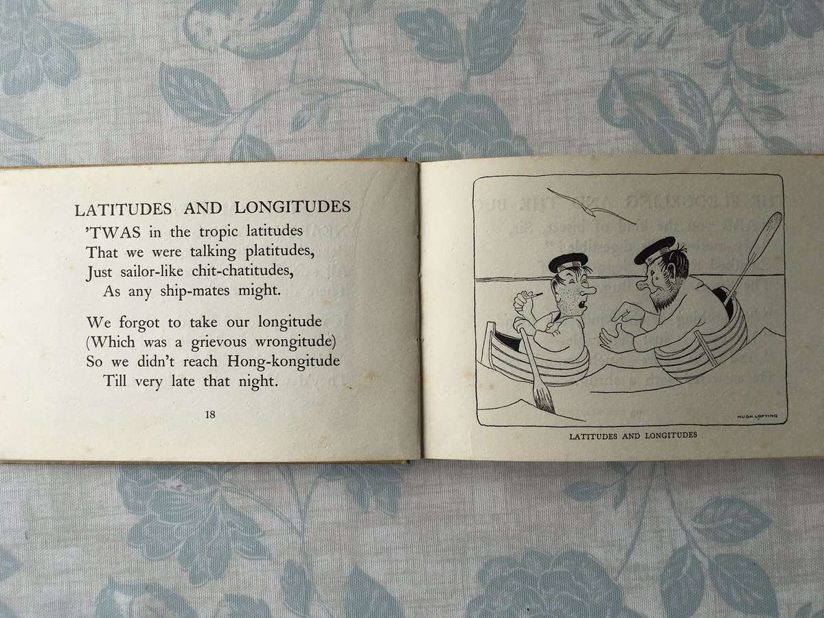 mooseandmouse's tweet photo. Today’s #DailyPoemPicture features Hugh Lofting’s only book of verse, a delightful little book of Nonsense, self-illustrated, of course. #HughLofting #NonsenseVerse #ChildrensPoetry https://t.co/gcAsBq1ImZ
