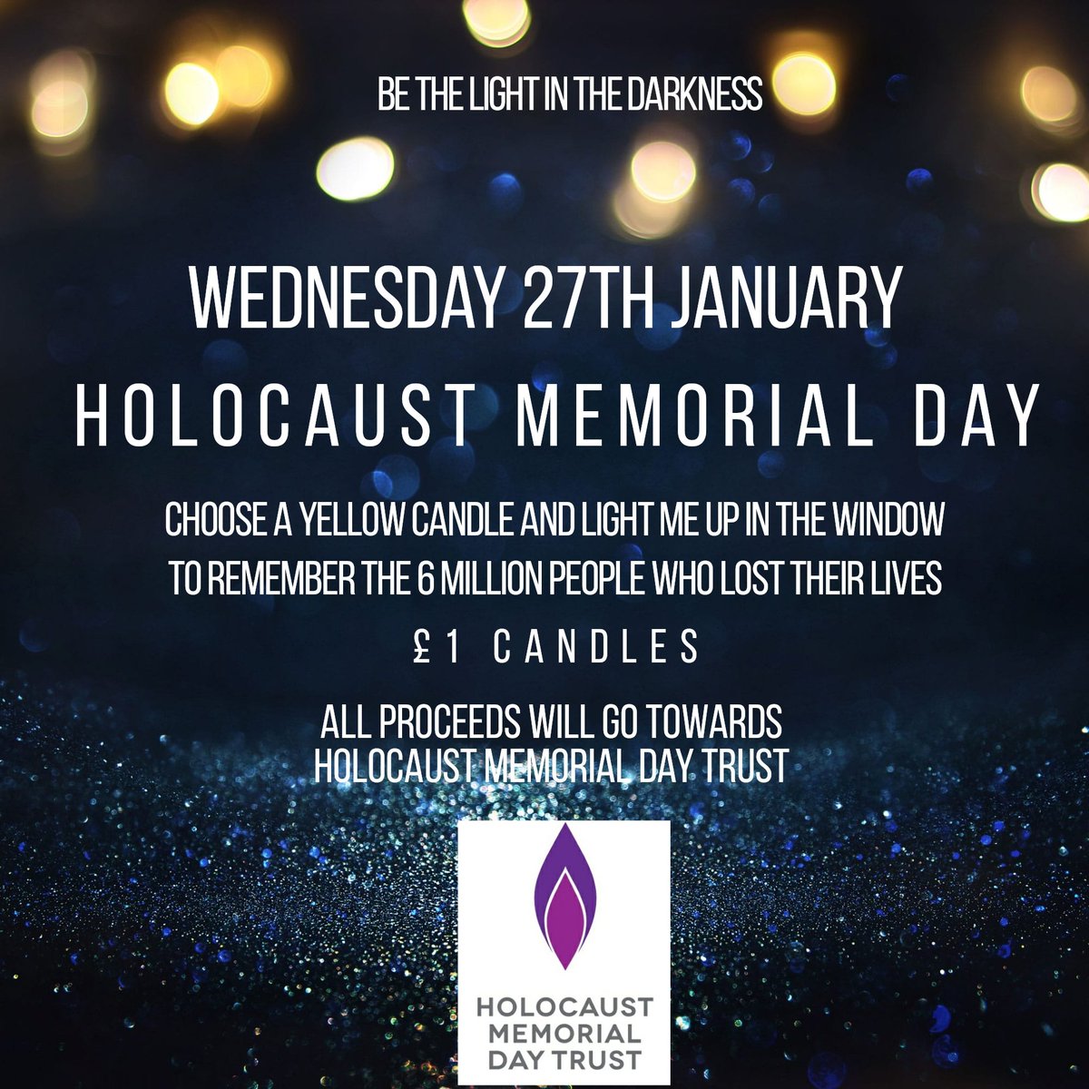 Can we all spare a thought for the brave people who lost their lives during the Holocaust. 
❤Light your candle in the window on Wednesday 27th January to remember each of them❤ #BeTheLightInTheDarkness <a href="/craiga340/">Craig Barnes</a> <a href="/edhowe16/">Edd Howe</a> <a href="/tinamitchell123/">Tina Mitchell</a>