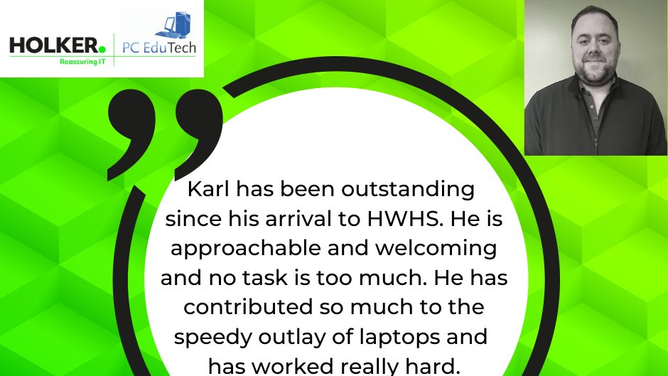 We were so pleased to get this email today, about one of our on-site Engineers, @hazelwoodhighschool.
Positive testimonials are so important right now!
Well done Karl Beig for being a shining example of what we are all about!