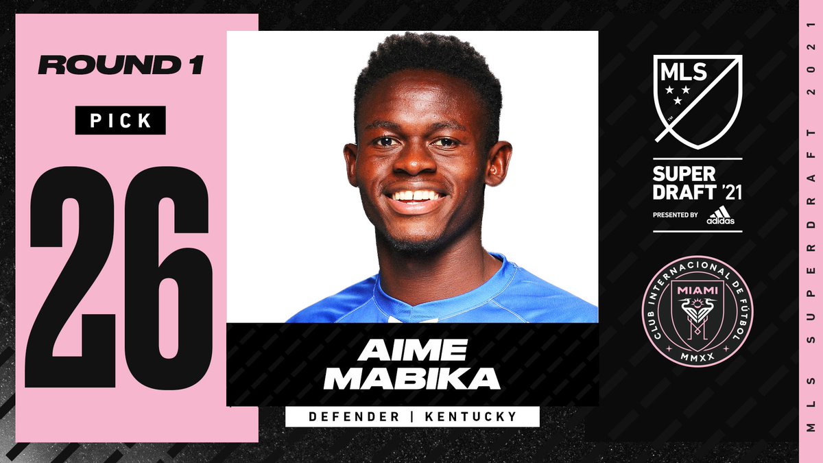 Congratulations to Aime Mabika for his first-round selection in the 2021 MLS SuperDraft. Inter Miami FC got a great one! <a href="/TweetsbyAime/">Aimé</a> <a href="/MLS/">Major League Soccer</a> <a href="/InterMiamiCF/">Inter Miami CF</a> #NextLevel
