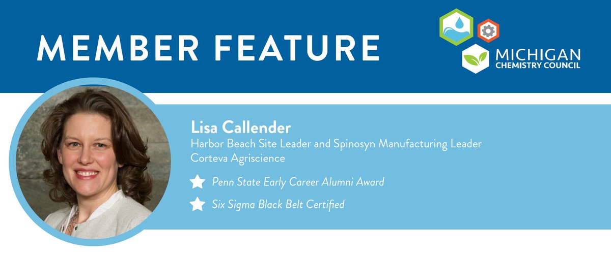 MiChemCouncil's tweet image. @LisaCallender is an engineer, leader, and problem-solver. Learn more about Lisa, the incredible naturally-derived chemistry made in Michigan, and how @Corteva is helping to feed the world in our latest member feature michiganchemistry.com/index.php?opti…