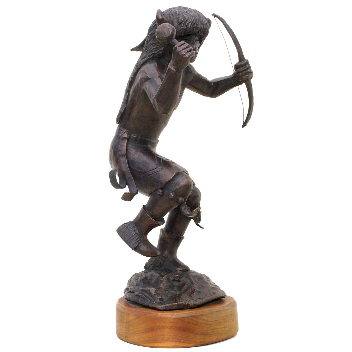 Chiricahua Apache artist Allan Haozous Houser (1914-1994) embraced a range of styles as exemplified by works currently in the gallery - including this 1977 bronze entitled The Buffalo Dancer. matteucci.com/allan-houser #newmexicotrue #newmexicoartmuseum #nmai #abqmuseum