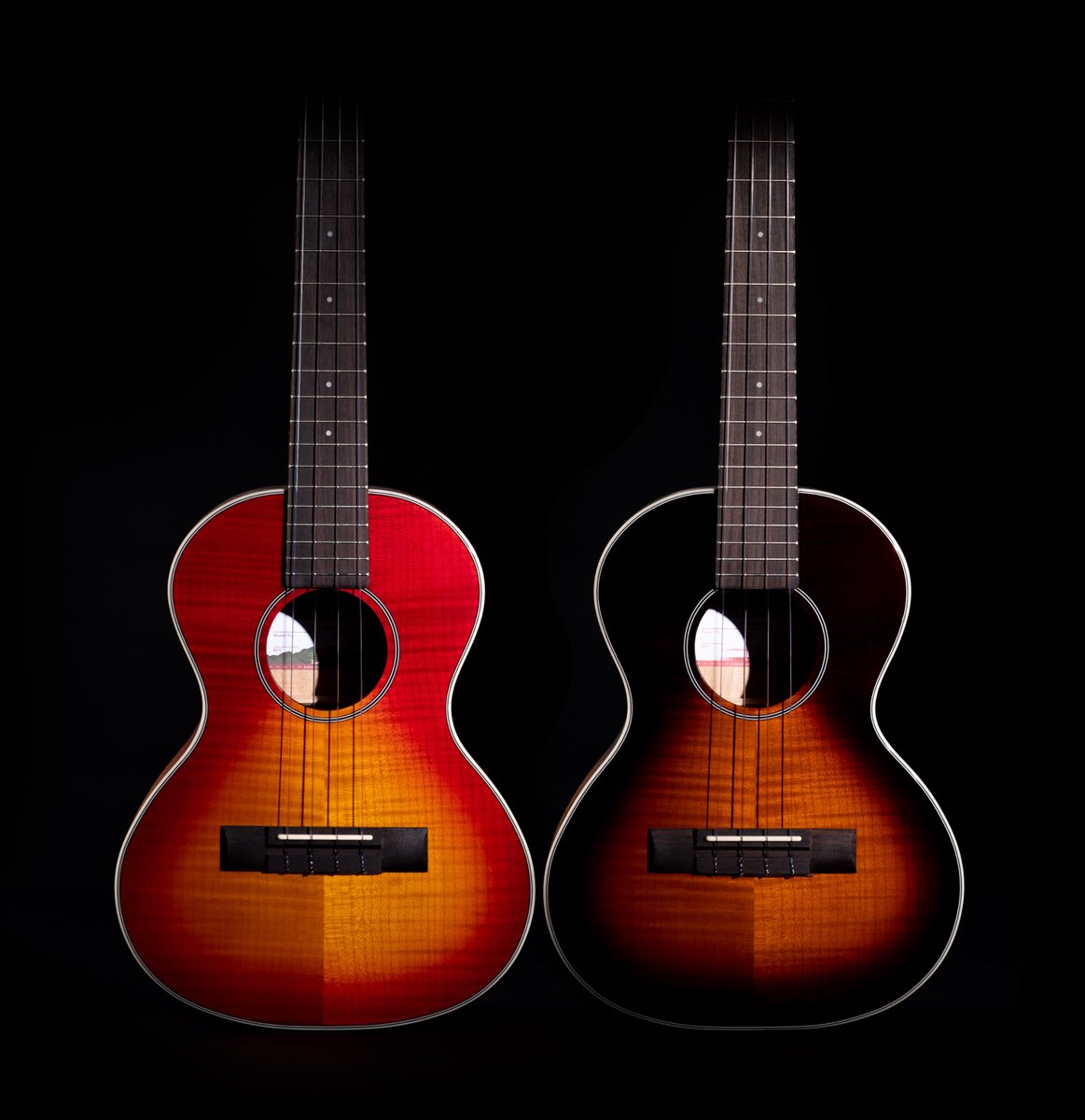 kalabrandmusic's tweet image. 1st look at our upcoming Gloss Flame Maple Burst Ukulele series, featuring two distinct styles in Concert &amp;amp; Tenor size: Cherry Burst and Tobacco Burst!

This dazzling collection will be hitting stores Summer 2021 🍒 

kalabrand.com/new // @NAMMShow
