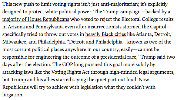Trump tried to throw out millions of Black votes & GOP already doubling down on voter suppression in states like Georgia This is why Dems need to get rid of filibuster to restore Voting Rights Act & make it easier to vote