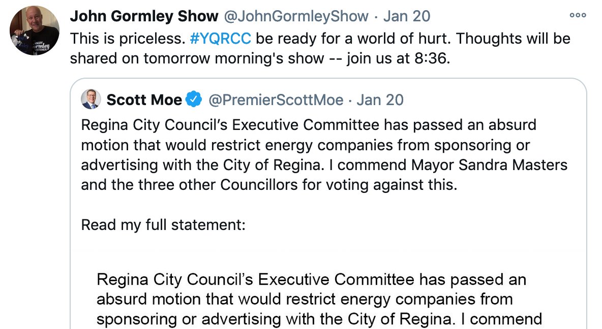 Oh christ, and gormley. You can almost taste the glee in this tweet. Is this conservatism? Only happy when talking about causing pain?  #yqrcc /12