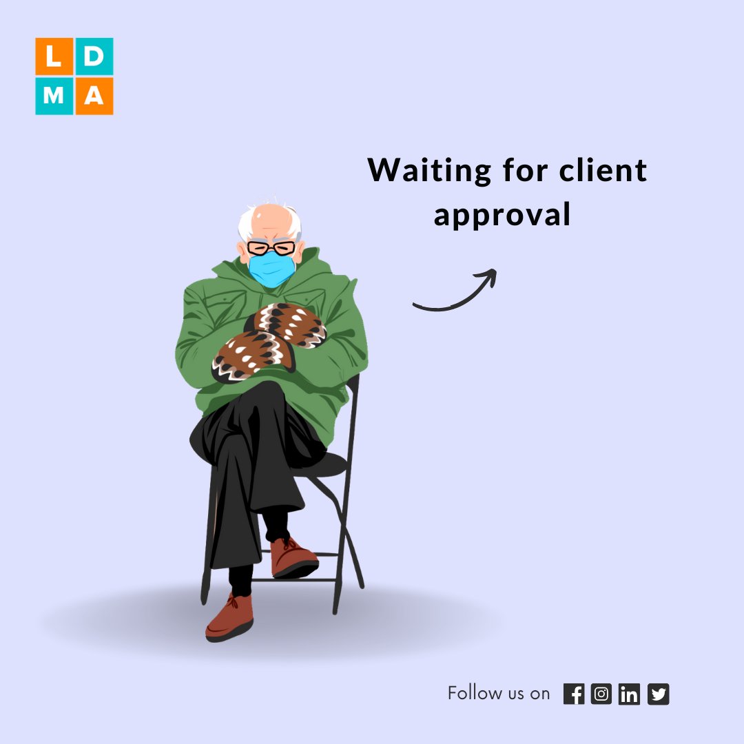 LdmaCo's tweet photo. When clients ghost you
#Berniememes #BernieSanders #BernieSandersmemes #InaugurationMemes #Inauguration2021 #marketingmemes #clientsmemes https://t.co/oMyrrequeu