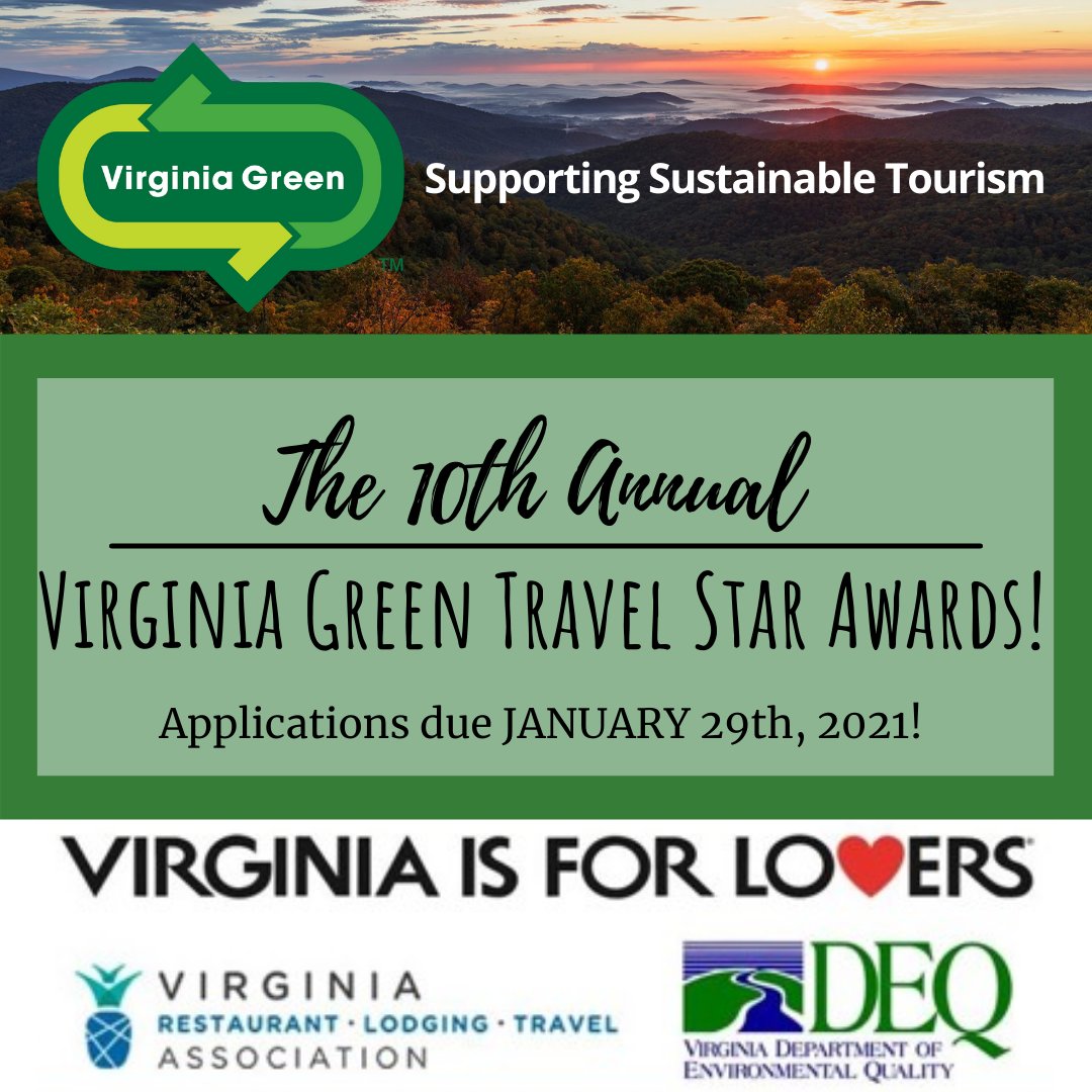 It’s that time of year, the Virginia Green Travel Awards! 🥳An exciting time to celebrate all Virginia Green Certified partners and highlight those who have gone above and beyond in 2020! 

#sustainabletravel #greenliving #supportgreen #sustainablebusiness #greeninitative