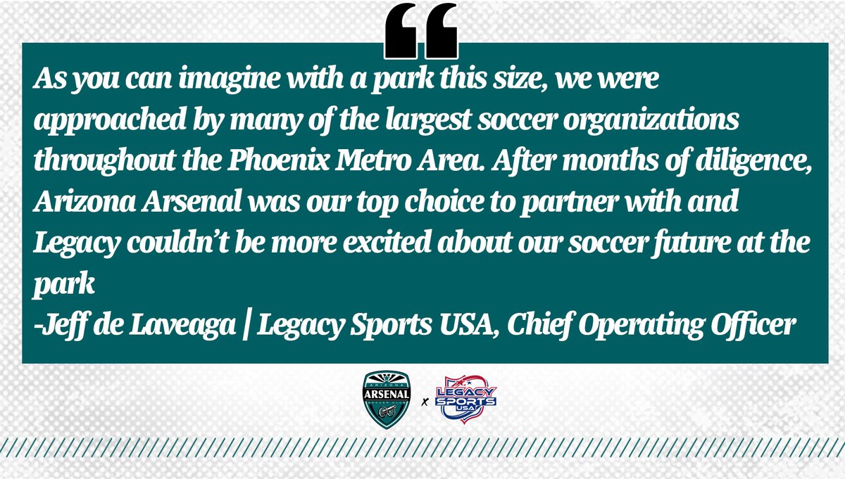 AZArsenalSC's tweet photo. BIG NEWS!

Arizona Arsenal Soccer Club &amp; @LegacySportsUS

#bleedTEAL

@azcentral @abc15 @GilbertSunNews @FOX10Phoenix @azfamily @myfoxphoenix
@12News @ArizonaNewsnet @cronkitenews @sportscronkite @ocotillofriends
@QueenCreek @GilbertYourTown @cityofchandler @Tempegov https://t.co/rDhZOzBAd1