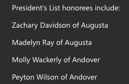ChuckChaneyBCTG's tweet photo. Congrat’s tot he President’s Honor Roll at Washburn. https://t.co/XxEPuyC1I5