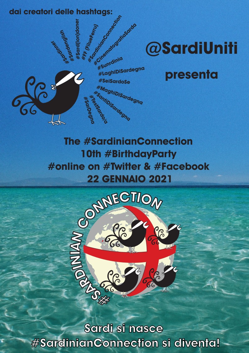 #SardinianConnection
#SeiSardoSe 
#Sardinner
#Sardenglish
#SardLonDoner
#FF (#FilueFerru)
#CinematografiaSarda
#Sunrdinia
#MaghiDiSardegna
#LaghiDiSardegna
#SantiDiSardegna
#TestSardo
#TestSarda
#SarDegna