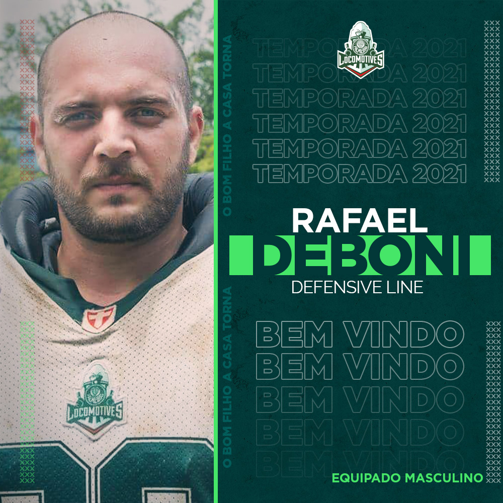 O Locomotives tem o orgulho de (re)apresentar o DL Rafael Deboni! Bem vindo de volta à sua Família! O bom filho a casa torna!
.
União e Glórias! 🏈
.
#uniãoeglórias #palmeiraslocomotives #locomotives #DL  #linhadefensiva  #palmeiras #fabr  #futebolamericano #temporada2021