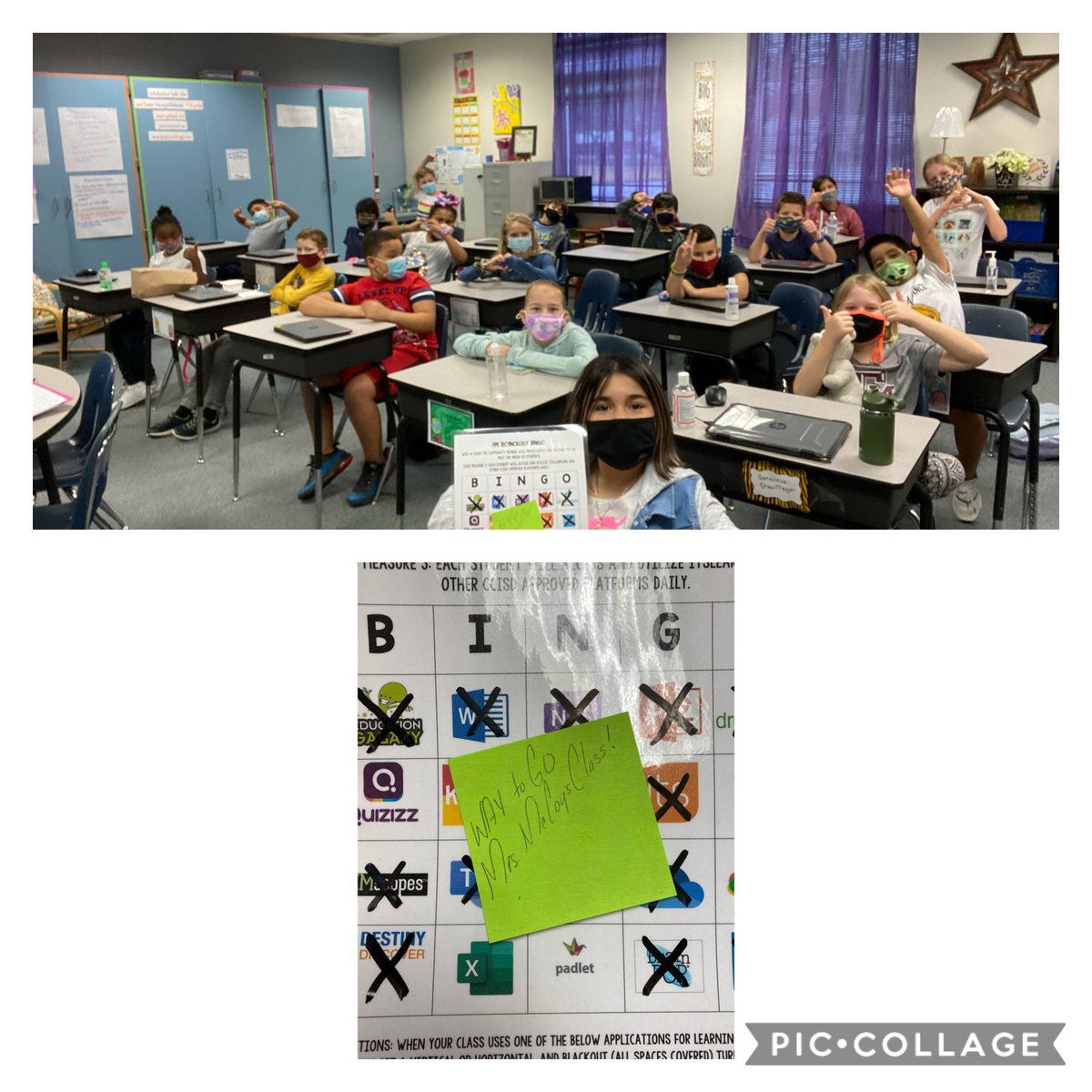 FalconPassElem's tweet image. Congratulations to Mrs. McCoy’s 4th grade class for making a BINGO on their tech board today! #WIG1 #tech4learning