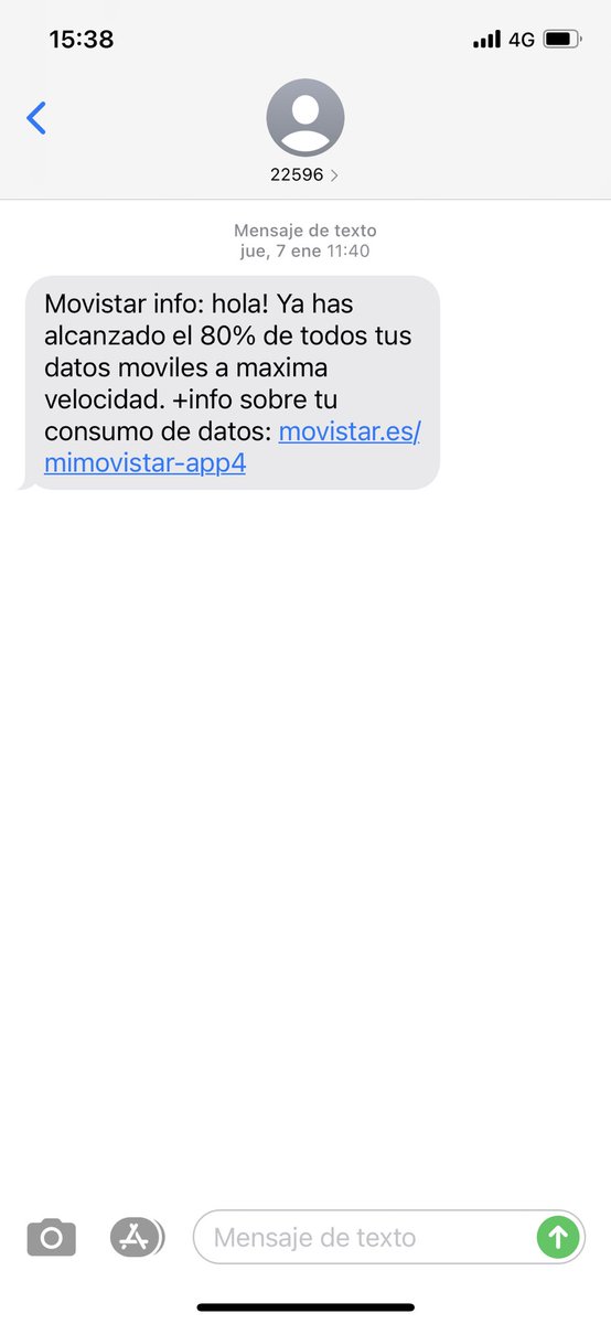 Cuando pagas un pastón para tener datos ilimitados con dos lineas de telefono y te llega este sms. ☹️ #movistar