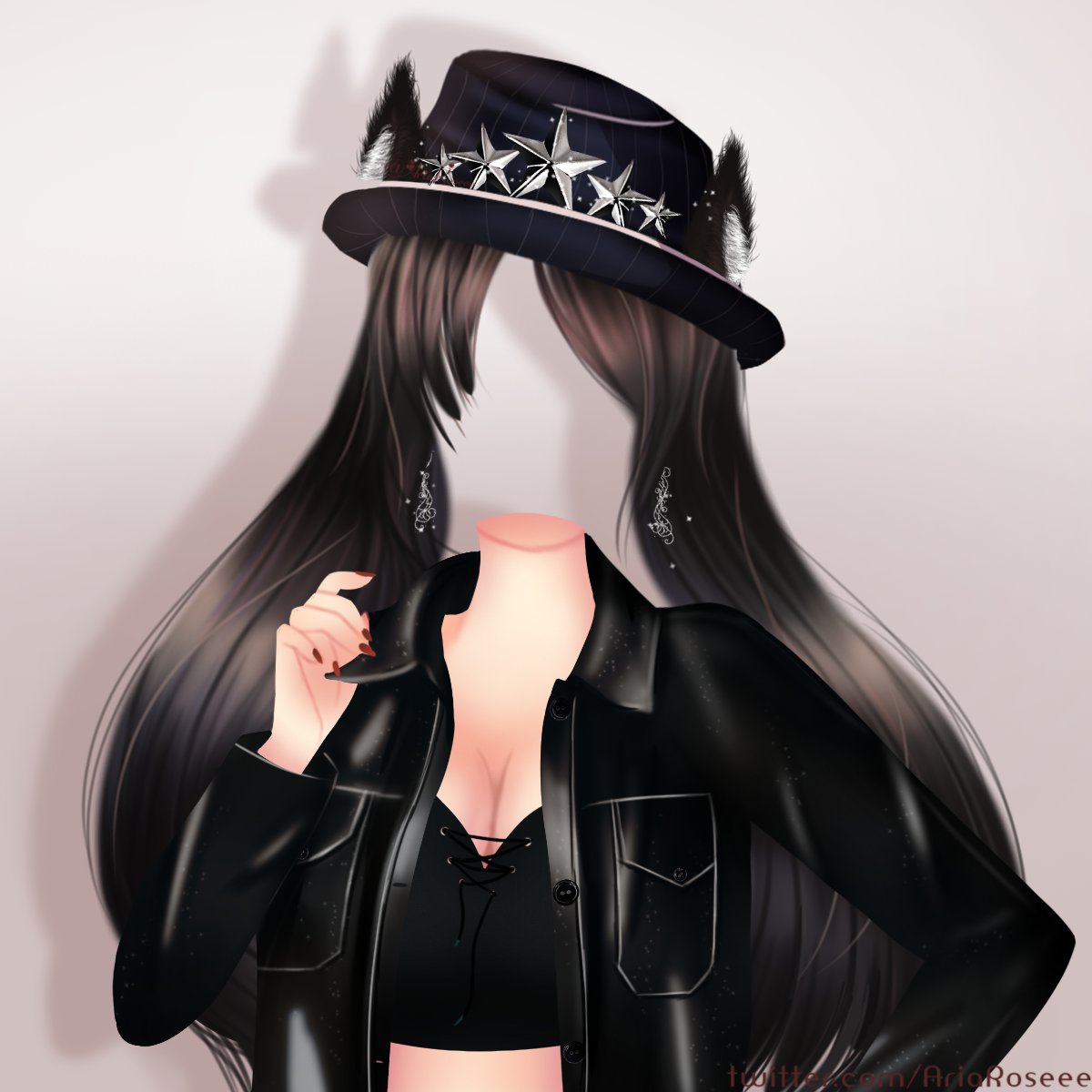 AriaRose🌸Commissions closed on X: Commission for @shellcyrblx ♥ Had a  blast drawing this commission hehe ☺ #headless #anime #semirealistic  #digitalart #art #drawing #photoshop #voidstar #roblox #voidcharacter #void  #fedora  / X