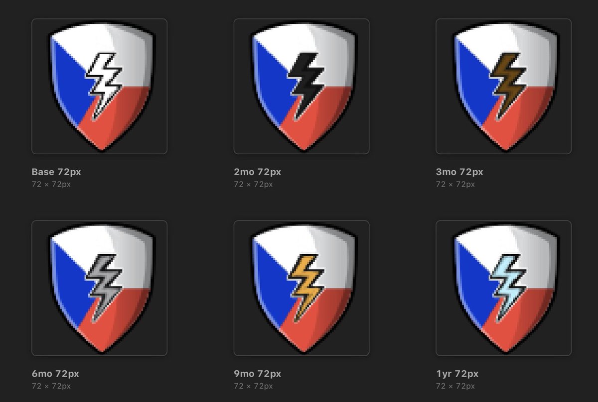 CzechThunder's tweet photo. I've been trying to use my involuntary time off of streaming to make upgrades to the channel. I'm quite please with how my new sub badges turned out https://t.co/bCHfsB0zXo