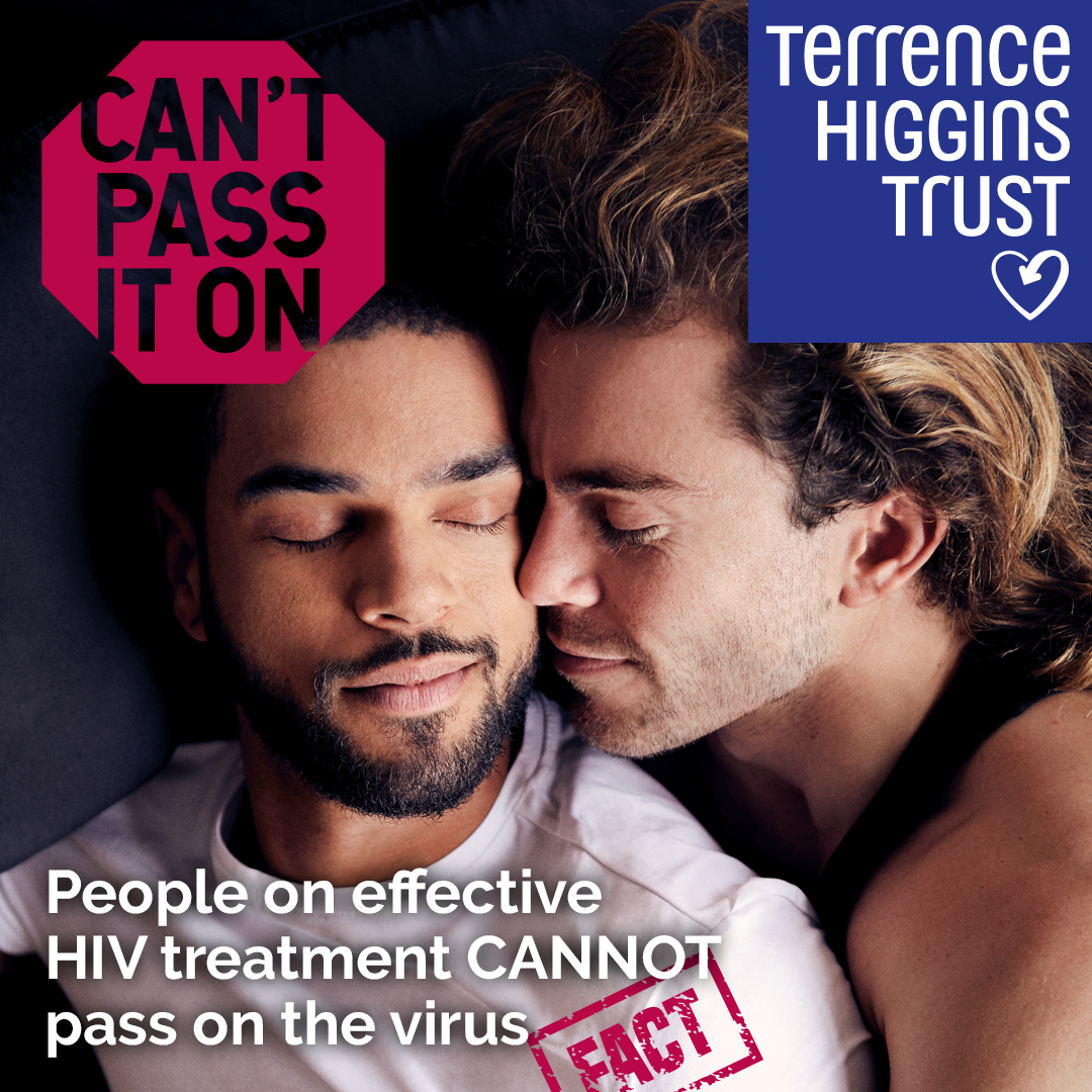 How much progress in the fight against HIV have we made since  #ItsASin? *This* much We can now say with absolute confidence that someone living with HIV and on effective treatment  #CantPassItOn to their partners. Trust science, not stigma:  http://www.tht.org.uk/cantpassiton&nbsp;