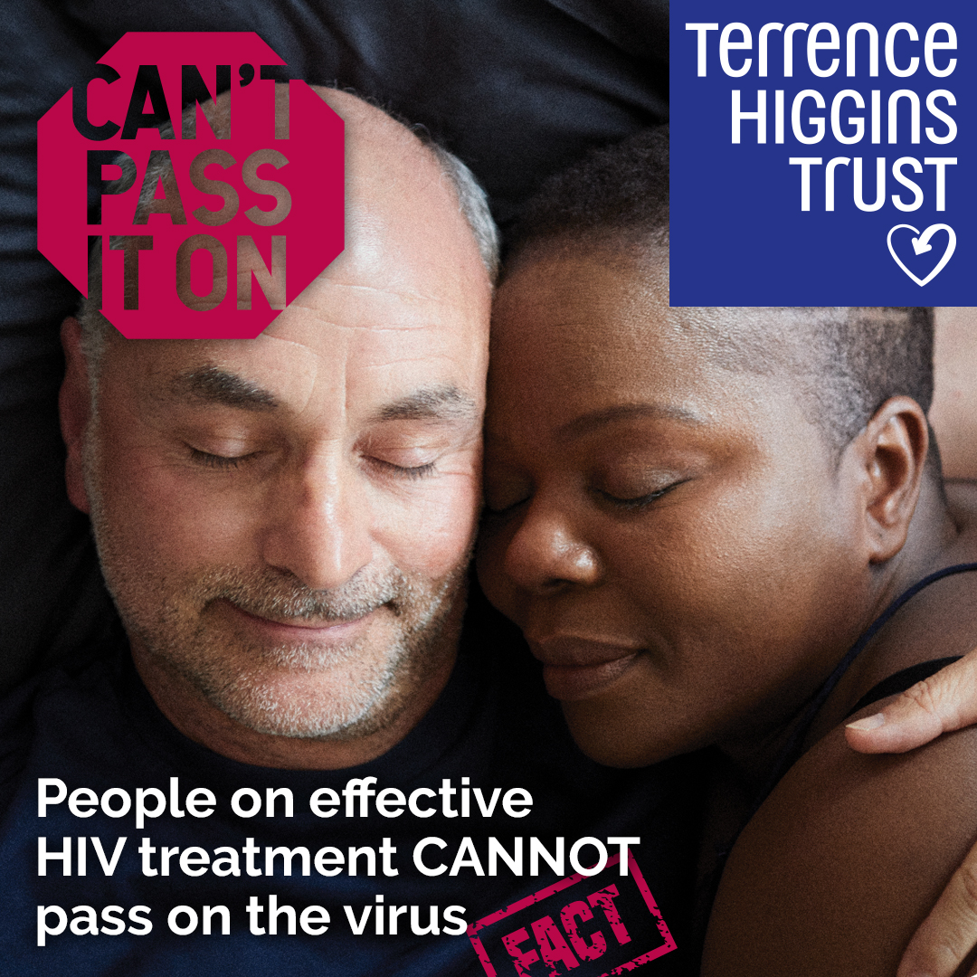 How much progress in the fight against HIV have we made since  #ItsASin? *This* much We can now say with absolute confidence that someone living with HIV and on effective treatment  #CantPassItOn to their partners. Trust science, not stigma:  http://www.tht.org.uk/cantpassiton&nbsp;