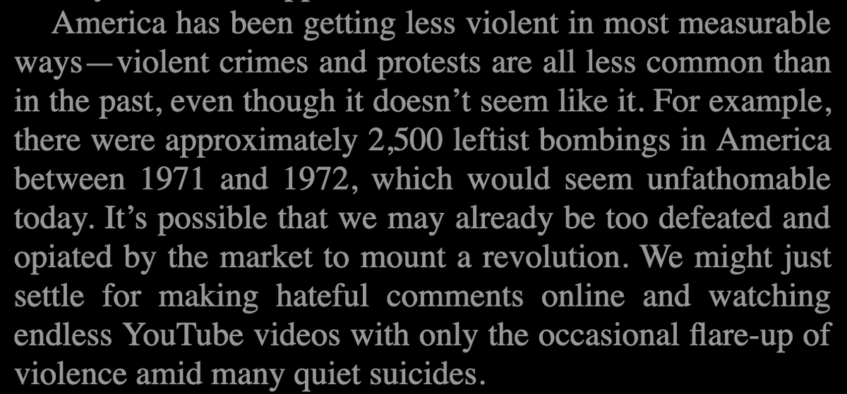 In Yang's second book, he notes that America "has been getting less violent in most measurable ways." Why then is he against defunding the NYPD, as he just told  @freedlander?