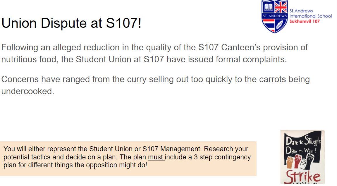 DavidW_S107's tweet photo. Y13 studying Trade Union tactics and counter tactics. There is plenty of fun in business simulations during online learning, particularly when the emotive subject is food!
@StAndrews_107 #CognitaWay https://t.co/lknVqUOdS7