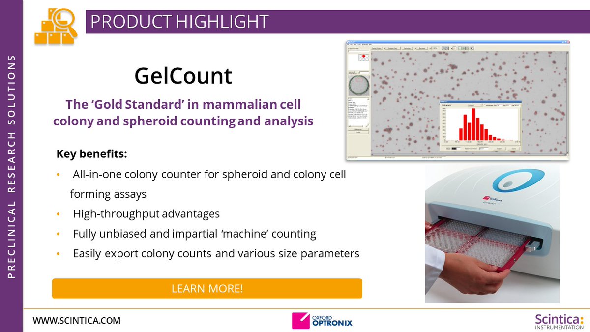 ScinticaInst's tweet photo. The #GelCount provides an effective and economical alternative to the highly subjective and labor-intensive task of manually counting colonies in colony forming #cell #assays.
@OxfordOptronix
Learn more 👉https://t.co/yxTfM3u0To
#colonycounter #spheroids #cancer #biology https://t.co/VeeKiRAJT0