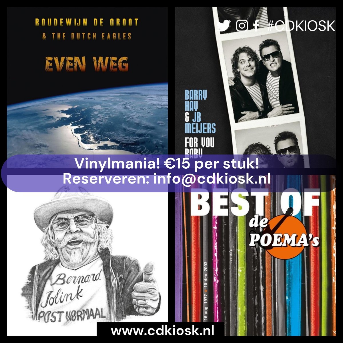 Hollands Glorie! 15 euro per stuk!

#BoudewijnDeGroot #DutchEagles #BarryHay #bmeijers
#DePoemas #BennieJolink #bernardjolink #Normaal

#vinyl #music #ossecentrum #reserveren
#cdkiosk #loveyourlocalrecordstore #deschakel #oss
#dewinkeliervanhier #datisoss #jetrefthetinoss