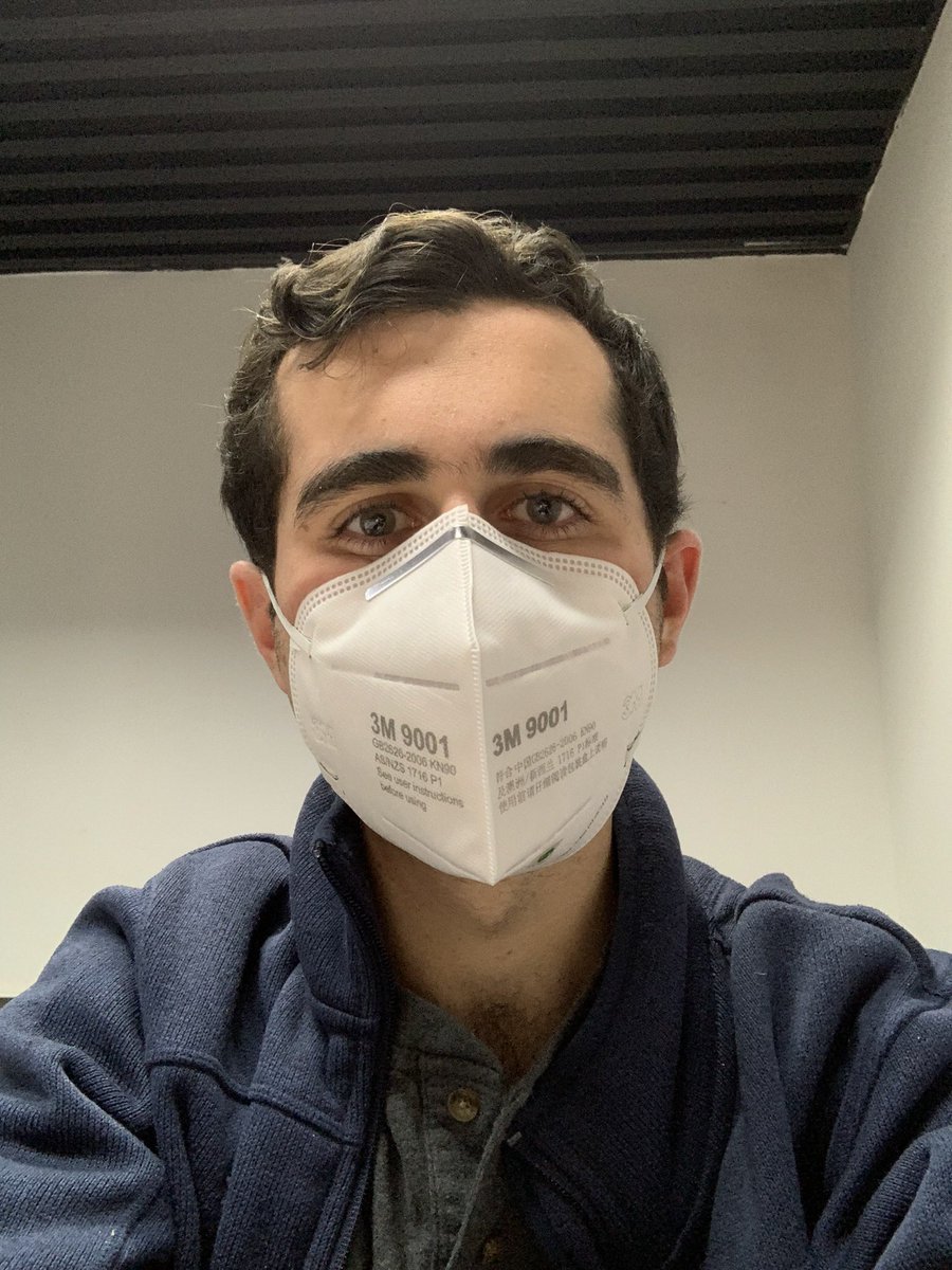 January 22, 8:51 p.m.: First mask selfie. That day I had seen everyone go to the supermarket and buy masks, so I decided to take the last pollution mask off the shelf (surgical began to sell out). We had a stock of KN90 masks with our program office. Took this as we did homework.