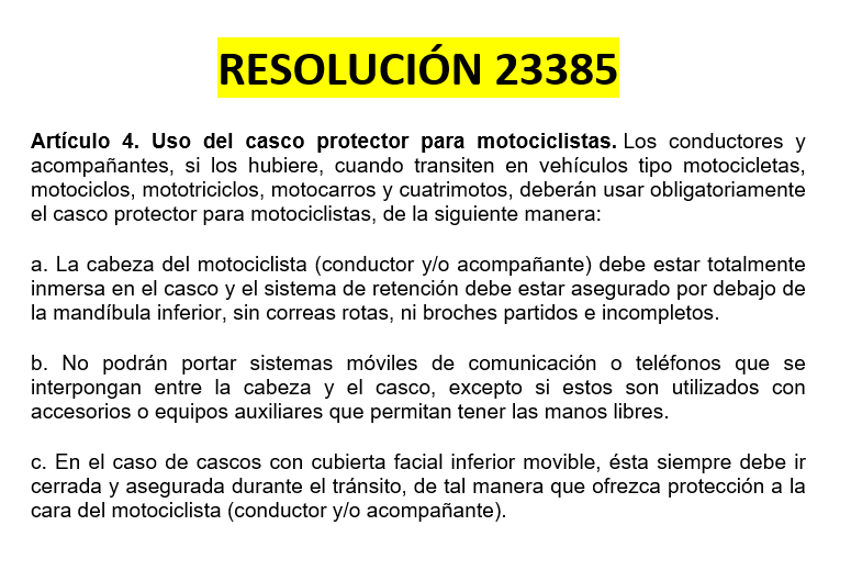 TransitoBta's tweet photo. Todos los motociclistas y acompañantes, deben tener presente que la #Resolución23385 empieza a regir mañana 23 de enero 2021 #SeguridadVial 🏍️🛵 https://t.co/qxJYYvg5kN