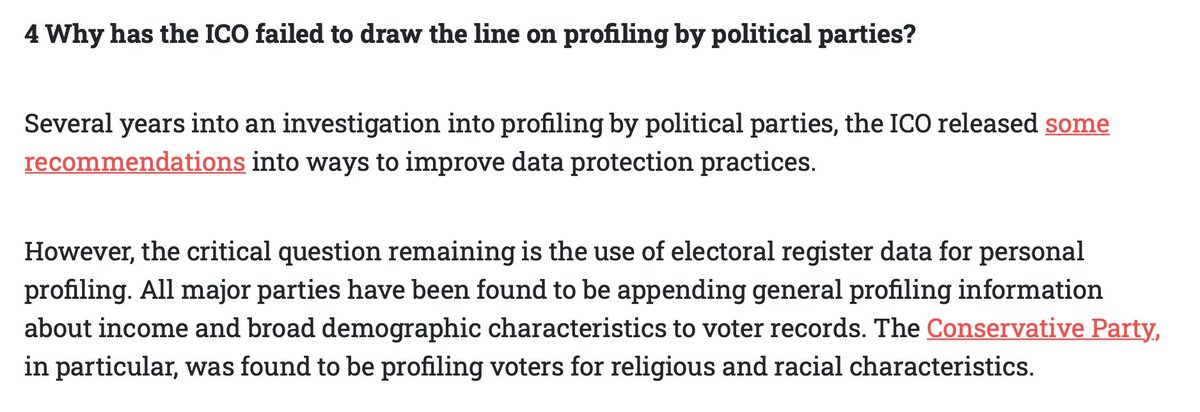 Q4 for  @CommonsDCMS Why has the ICO failed to draw the line on profiling by political parties?Is this another difficult question  @ICOnews has decided to duck?