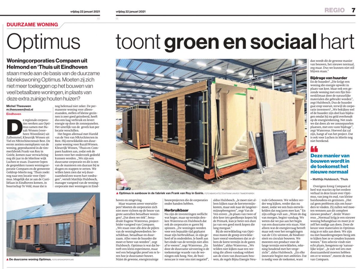 Woningcorporaties in <a href="/StedelijkGebied/">StedelijkGebied</a> tonen met realisatie duurzame woning #Optimus van geestelijk vader @haroldvandeven hun groen en sociaal hart. Goed voorbeeld doet volgen! <a href="/NBArchitecten/">NBArchitecten</a> #ED