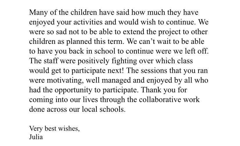 And here’s another one... 
Thank you to Mrs Wallace, at St Joseph’s, for another wonderful testimonial following our Brakes Vitality project. We can’t wait to work with you again very soon.