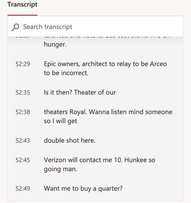oamkit's tweet photo. Yesterday, we had a meeting in #MSTeams (in Finnish) and we recorded it. While the #automaticCaptions are not yet available in Finnish on #MSStream, the English #captions are. Here is a snippet of the transcript. 🤣

(But indeed, we are waiting for Finnish captions!)
@Office365 https://t.co/jmeV5dHNeP