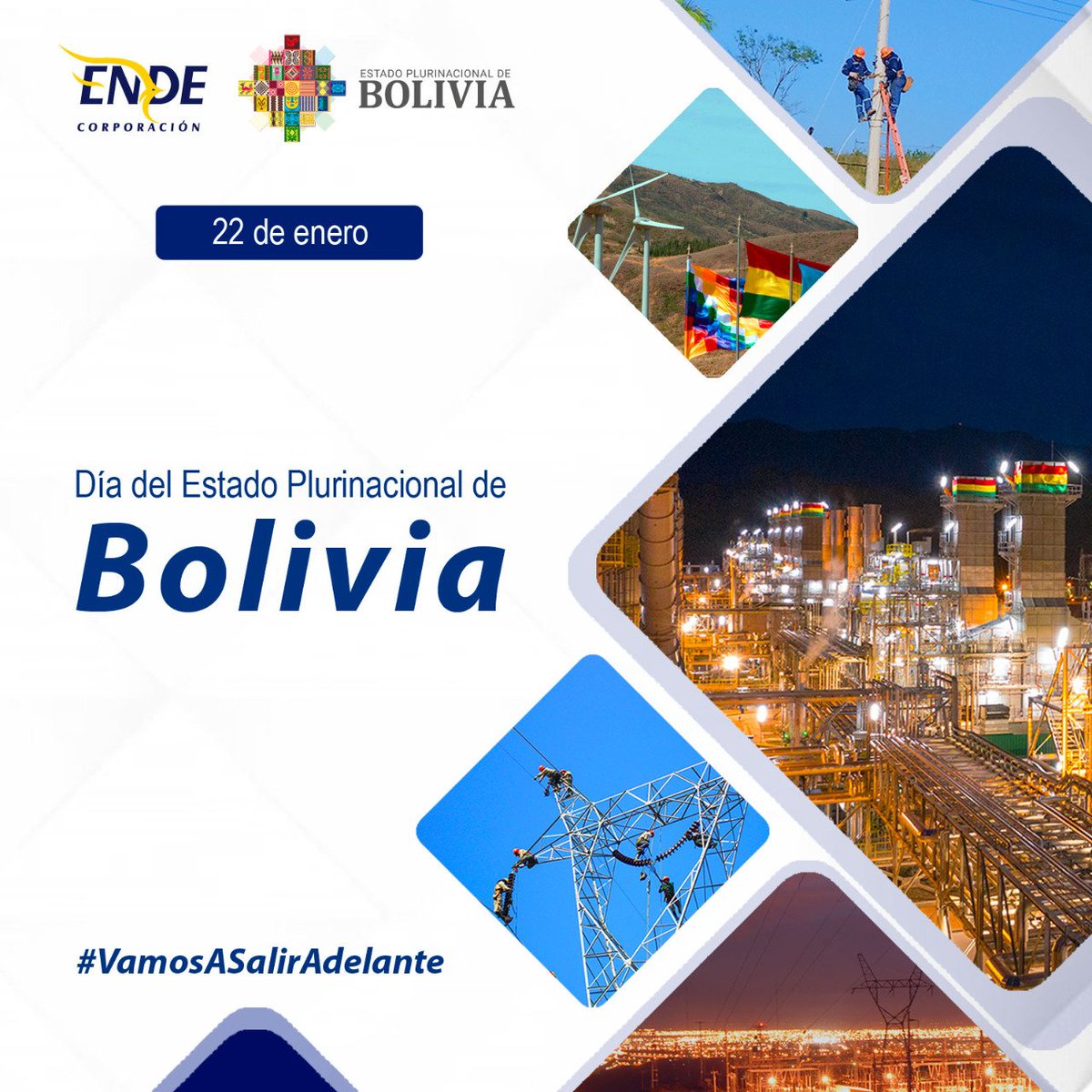 22 de enero, fundación del Estado Plurinacional de Bolivia 🇧🇴 

#DíaDelEstadoPlurinacional 
#DiversidadEsCultura
#12añosdelestadoplurinacional
#VamosASalirAdelante

<a href="/Bolivia_MHE/">Ministerio de Hidrocarburos y Energías</a>