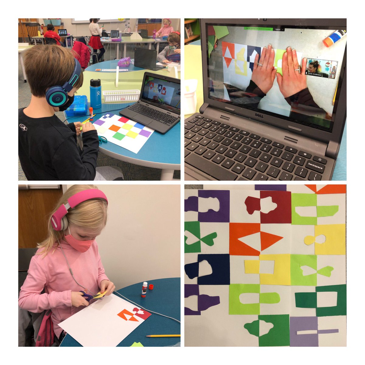 KymHarjes's tweet photo. This morning’s lesson with @ArtSmartHES on negative & positive space 🎨 I continue to be ✨amazed✨ by the creativity, passion & energy of our special area teachers @HopewellES #liveremotelearning https://t.co/gxcGQbaiNF