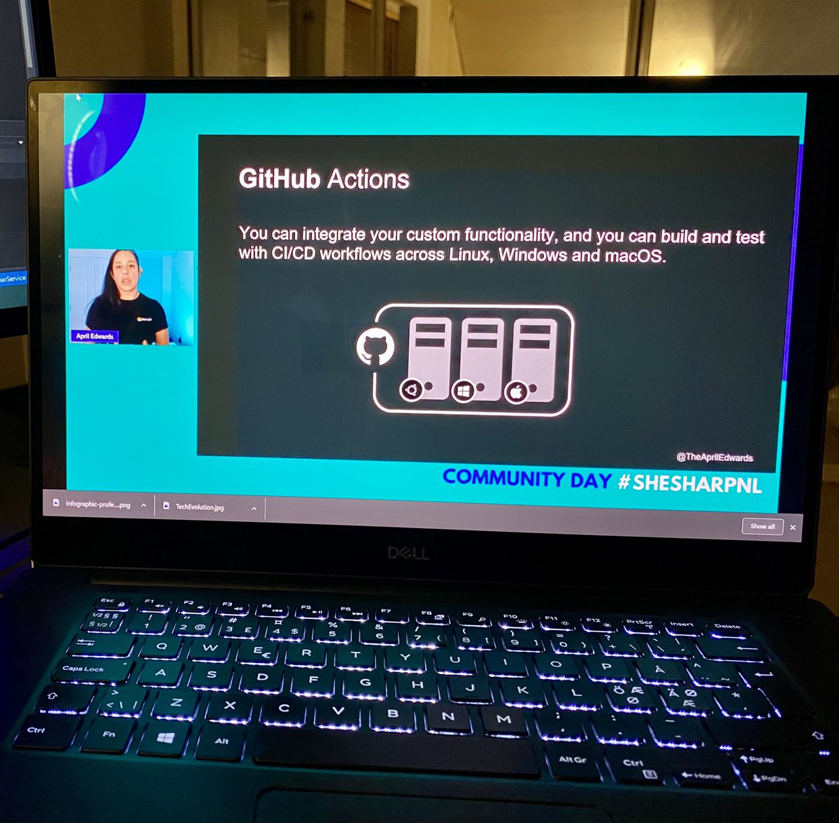 cjkodare's tweet photo. Working π©π»βπ» and tuning in to @SheSharpNL Community Day from Sweden πΈπͺ Learning more about #githubactions and developer velocity tools from @TheAprilEdwards #SheSharpNL #techfriday #azuredevops #github https://t.co/rESYe0tLc9