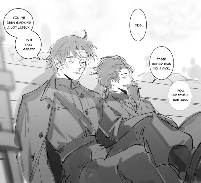 Ronald Of Ness and Mr.Inference when they were still comrade in arms
i've not drawn #IDV for long
#NorNaib
#勘佣 #第五人格イラスト #IdentityV 