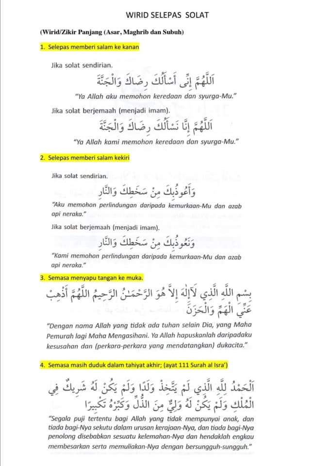 doa selepas solat maghrib rumi