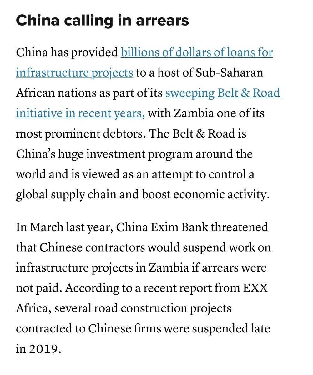 Zambia's debt to China is so troubling, the Chinese are basically asking for an arm and a leg, in this case, the much valued stakes assets in Zambian mi…