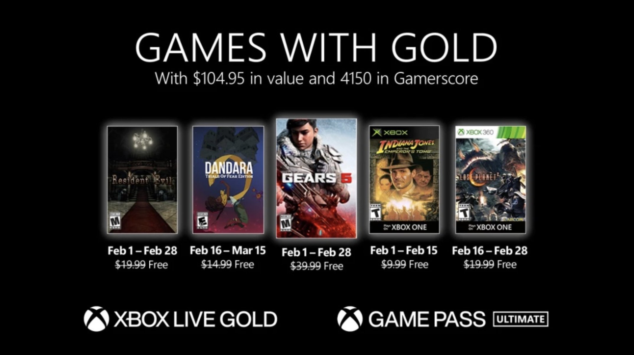 Xbox Live Games with Gold February 2021