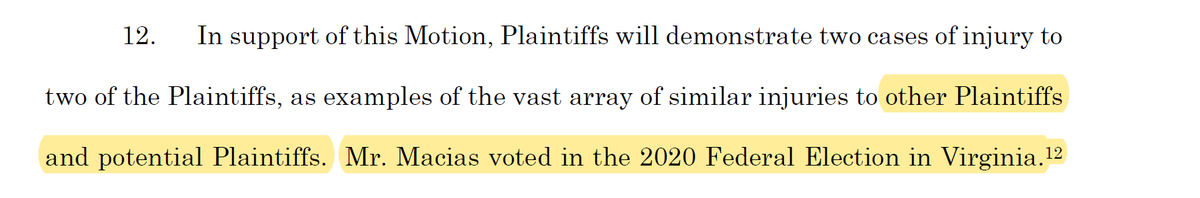 Also, they apparently just now figured out that their named plaintiff actually voted in Virginia, not in North Carolina as they previously claimed, and there's now a new declaration explaining that own-goal.