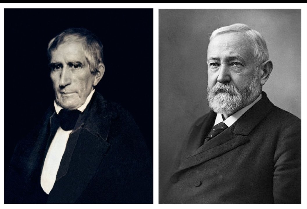 William Henry Harrison  and his grandson, Benjamin Harrison .The only time a grandfather and grandson were President. #POTUS 
