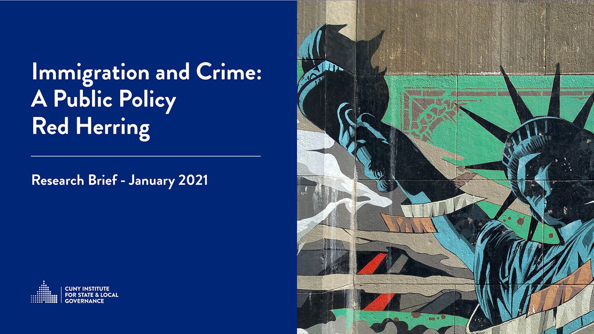 Report released by  @CUNYISLG provides balanced, thorough, evidence-based overview of the relationship between immigration and crime:  http://bit.ly/icbrief&nbsp;  #saferforall 2/5