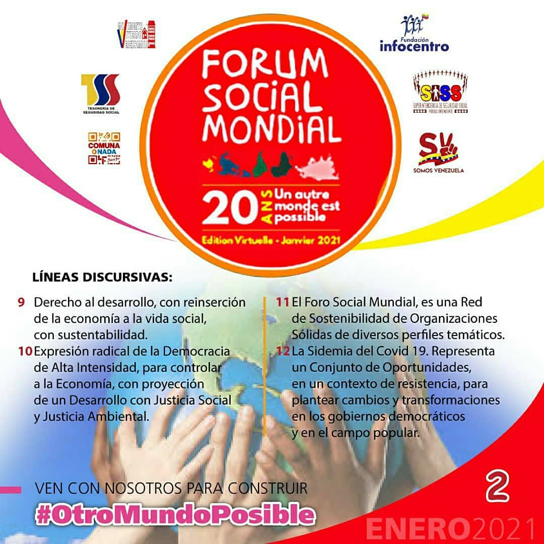 RRPIERU's tweet photo. Los movimientos sociales participan en el Foro Social Mundial. 

En función de participar en aportar ideas para los movimientos sociales del mundo Venezuela da aporte, mirando desde el momento histórico que vivimos. 
#OtroMundoPosible 
#ElEsequivoEsDeVenezuel
@LIRIORODRIGUEZ https://t.co/aSLHmXkgM2
