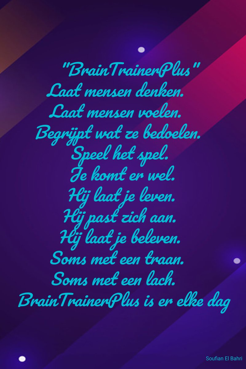 btp_tweeter's tweet photo. Vrijwilliger en BrainTrainerPlus gebruiker Soufian El Bahri maakte deze lofzang op de BrainTrainerPlus! https://t.co/kB0D60a4x8