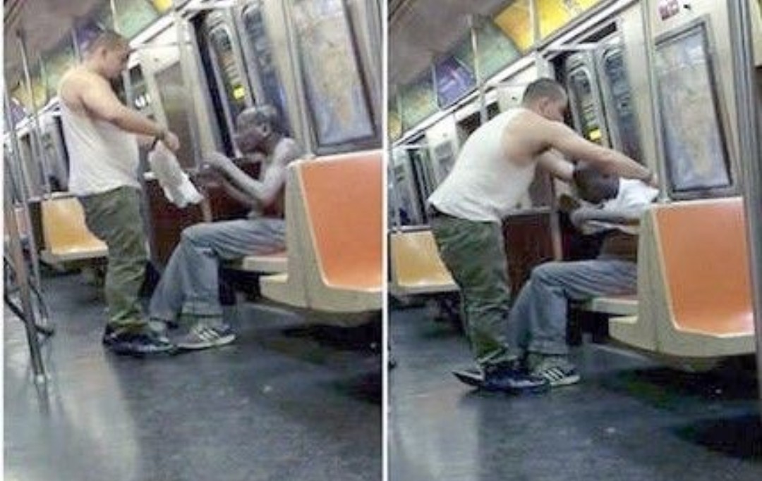 Literally gave a homeless man the shirt off his back