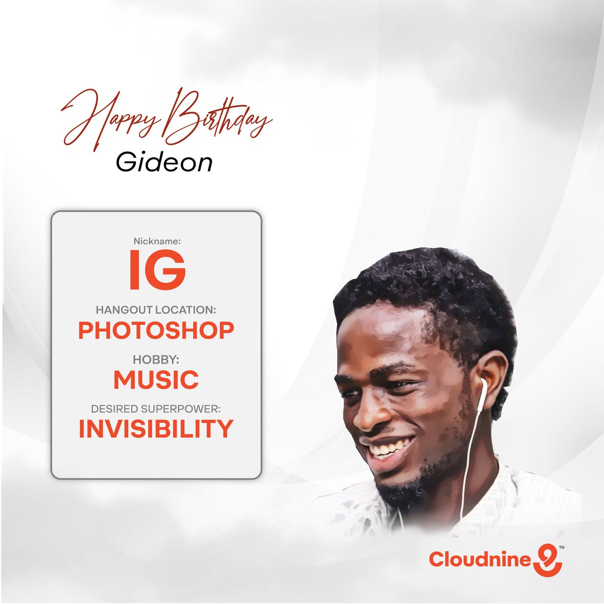 cloudnineng1's tweet photo. It’s the birthday of one of our favorite persons at Cloudnine Communications and we’re happy! 😀💃🏾🎈

Happy birthday to Gideon, our art designer. We hope that you have the best year yet! 😀❤️

Wish Gideon a happy birthday in the comments for us 🤗

#cloudnine https://t.co/5JTX2S5I2c