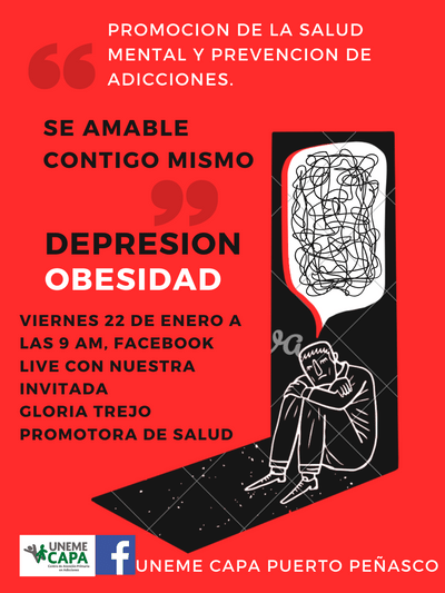 Hoy en punto de las 9:00 am al #Live Depresión y Obesidad, en el marco del Día Mundial de la Lucha contra la Depresión y semana Estatal Contra el Sobrepeso y la Obesidad.
Con nuestra invitada Gloria Trejo, Promotora de Salud
#CuidaTuSaludMental #saludmental #hablemosdedepresion https://t.co/m630bgR2P1