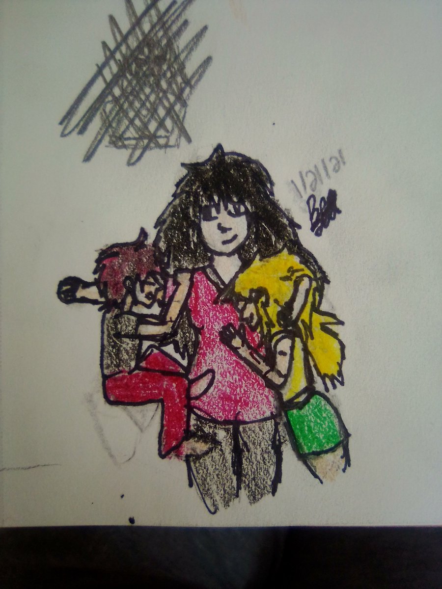 //colored version. Crayon has never been my favorite medium, but it worked well for this. Ruby's hair is not my best attempt, F.
