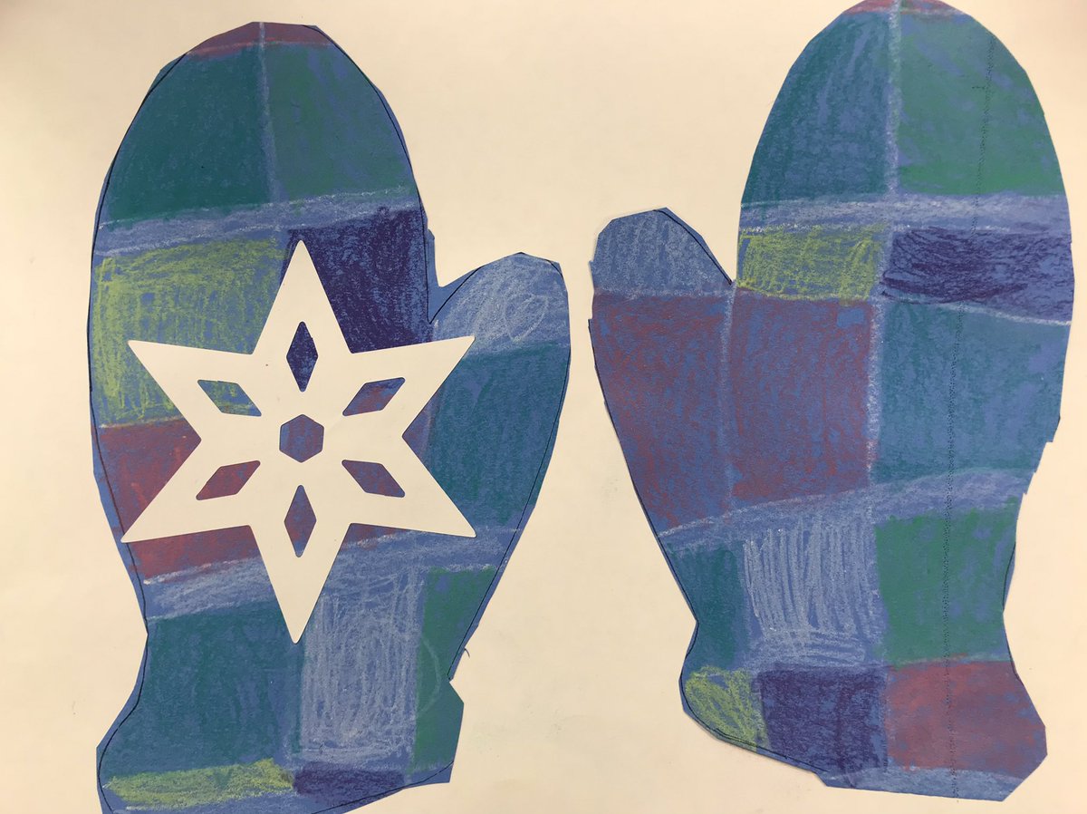 RBESartJohnson's tweet photo. We read The Mitten by Jan Brett. Kindergarten made their mittens plaid so they wouldn’t get lost in the snow! #redbud132 https://t.co/C3xPpQnl3A