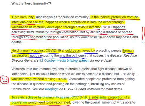 8/n se faire vacciner en masse. Nouveau slogan : « les vaccins fonctionnent sans vous rendre malade » ! https://www.who.int/news-room/q-a-detail/herd-immunity-lockdowns-and-covid-19Pour l’OMS nous voilà donc devenus des ardoises vierges et non améliorables sur lesquelles l’industrie pharmaceutique pose sa signature confirmant