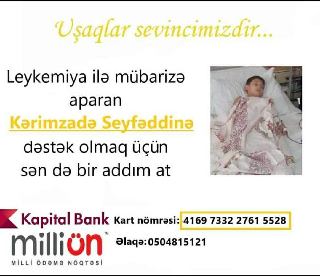 mr_tural_'s tweet photo. ‼️Paylaşaq‼️
Dostlar, bu 5 yaşlı bala qan xərçəngindən əziyyət çəkir. Çarəsiz ata onu müalicə üçün xaricə aparmaq istəyir. Dualarımıza və dəstəyimizə ehtiyacı var... https://t.co/16a5wVOyMi